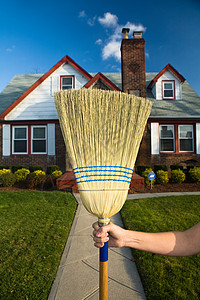 3d拿扫帚的人图片