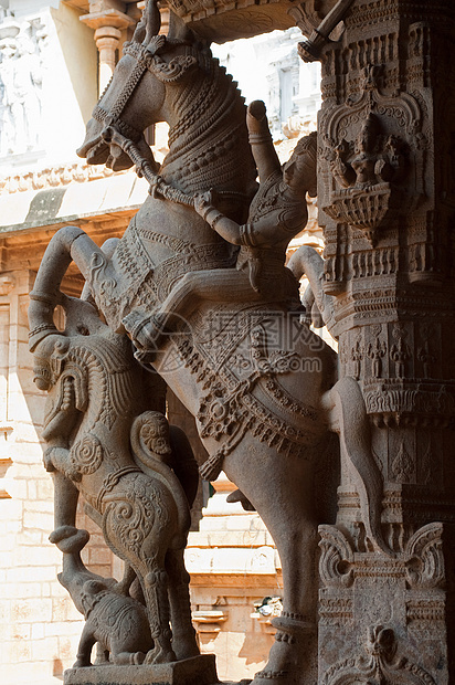 泰米尔纳德邦特里希，兰加纳撒斯瓦米神殿的卫士骑马者图片