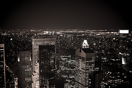 曼哈顿市中心的晚上电灯高清图片素材