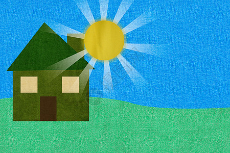阳光照在绿色的房子上图片