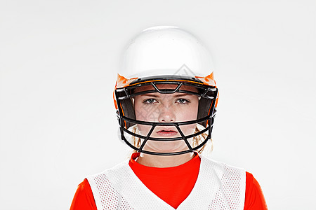 女垒球手，戴防护帽，肖像图片