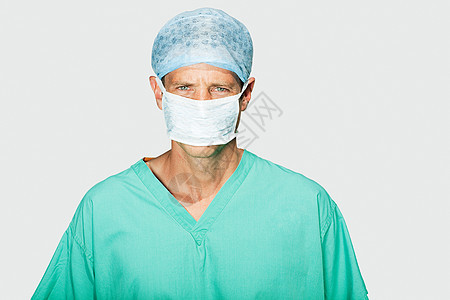 戴面具的外科医生的肖像图片