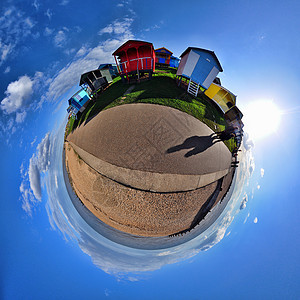 海滩小屋和海岸360全景图片