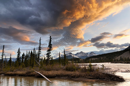 加拿大阿尔伯塔省班夫国家公园伊拉斯谟山北萨斯喀彻温河图片