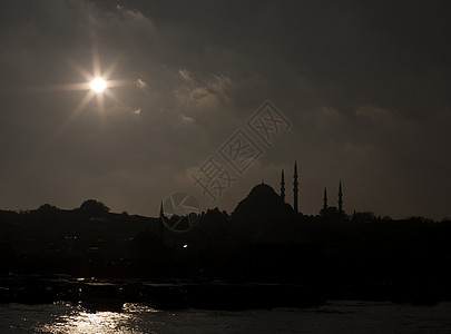 土耳其伊斯坦布尔清真寺轮廓图片