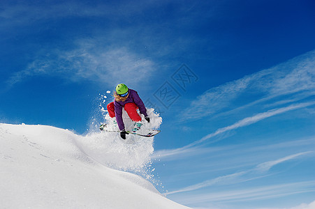 滑雪板女子空中滑雪背景
