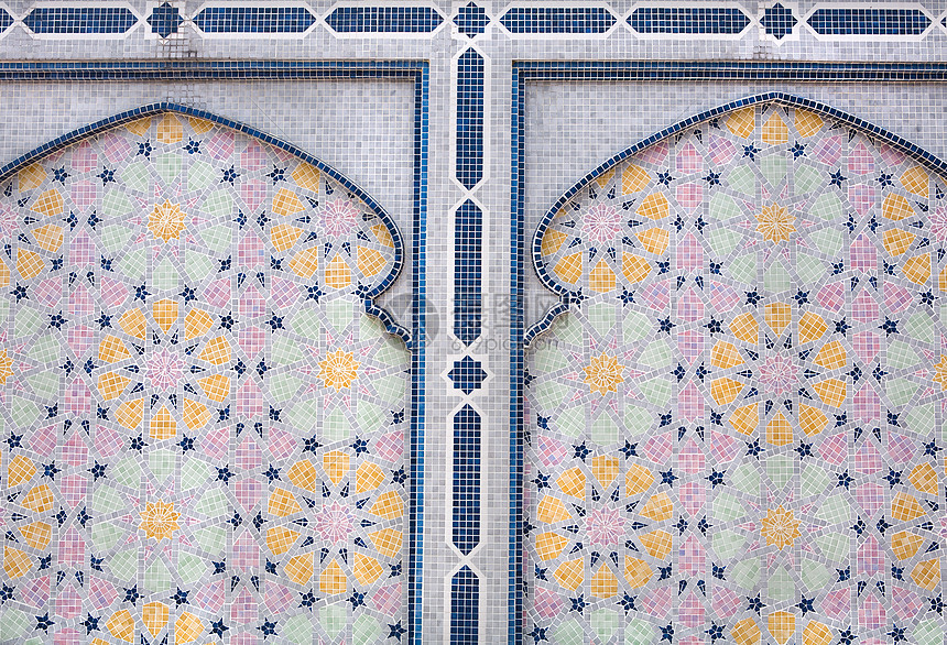 文莱清真寺装饰瓷砖细节图片