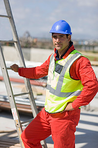 外国建筑建筑工人的肖像背景