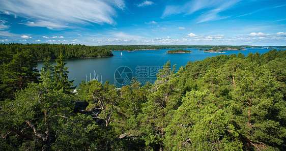 森林和乡村湖泊鸟瞰图图片
