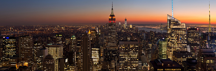 美国纽约曼哈顿洛克菲勒中心全景图片