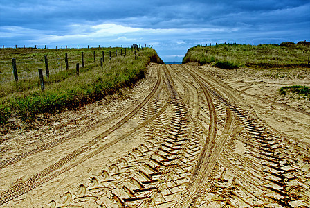 法国诺曼底土路上的轮胎痕迹图片