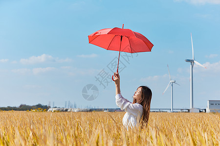 撑雨伞的人文艺美女手撑红伞背景