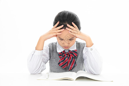 小女孩学习烦恼图片素材