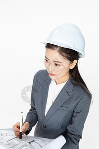 女性建筑工程师制图纸图片