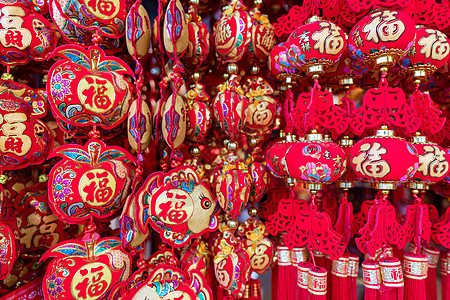 年货市场红灯笼新年装饰背景图片
