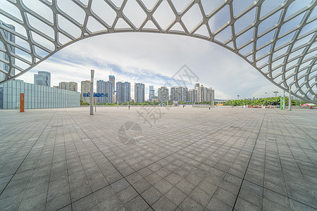 深圳湾体育馆地面汽车背景图图片