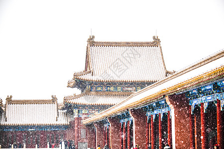 北京的早晨北京故宫雪景背景