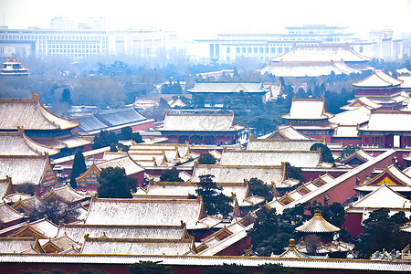古代园林雪景北京故宫雪景背景