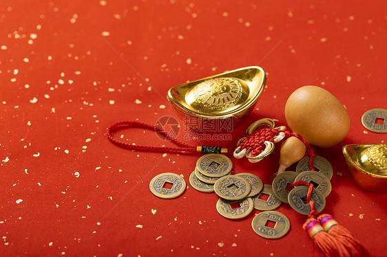 新年铜钱静物图片