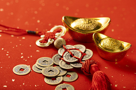 新年铜钱背景图片
