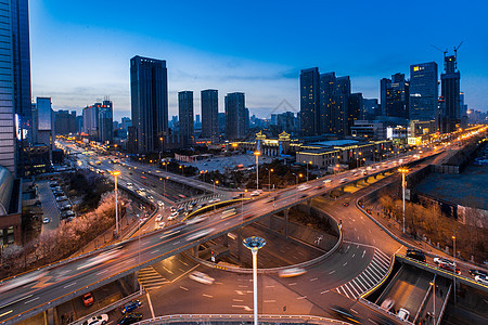 城市高架车流延时摄影图片