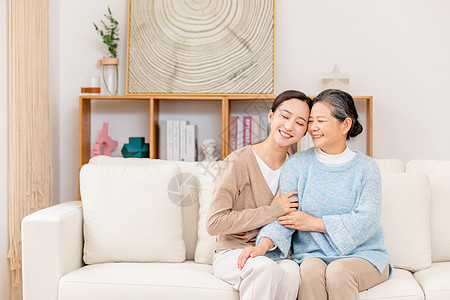 陪伴老人女儿客厅陪伴母亲背景