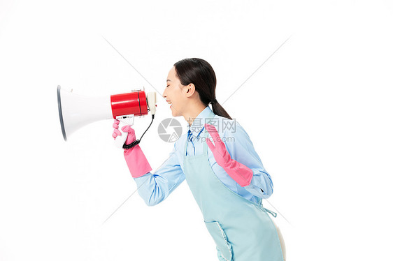 家政服务女性用喇叭喊图片