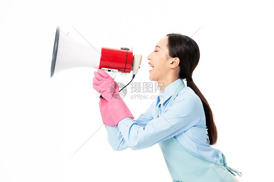 家政服务女性用喇叭喊图片