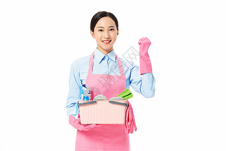 家政服务女性清洁准备背景图片