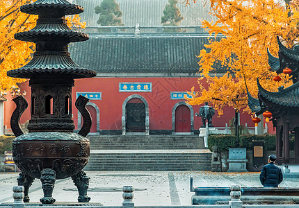 秋枫叶南京栖霞寺秋色背景