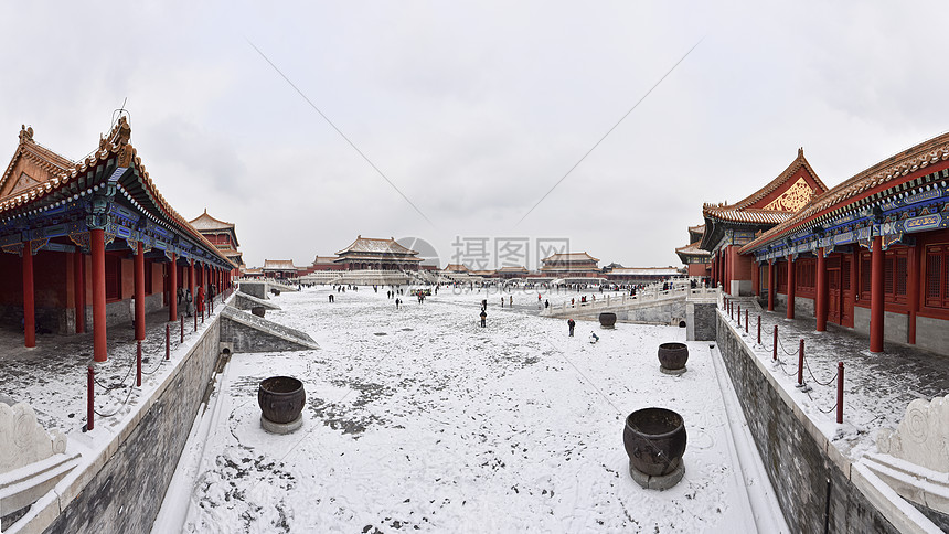 北京故宫博物院的雪景图片