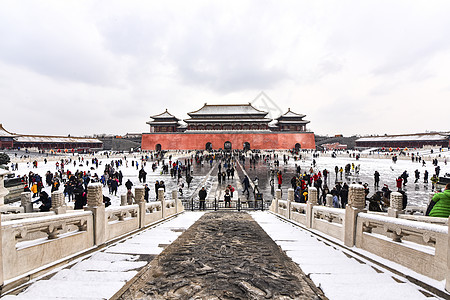 北京故宫博物院的雪景图片