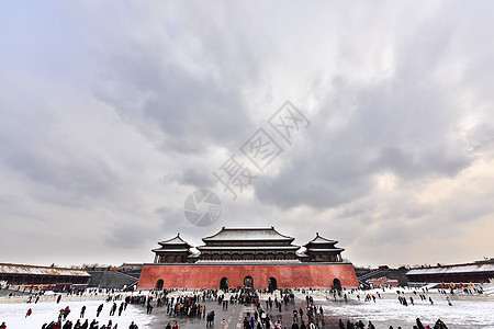 北京故宫博物院的雪景图片