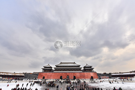 北京故宫博物院的雪景图片