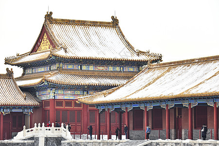 故宫雪北京故宫博物院的雪景背景