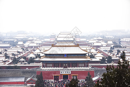 大雪故宫北京故宫博物院的雪景背景