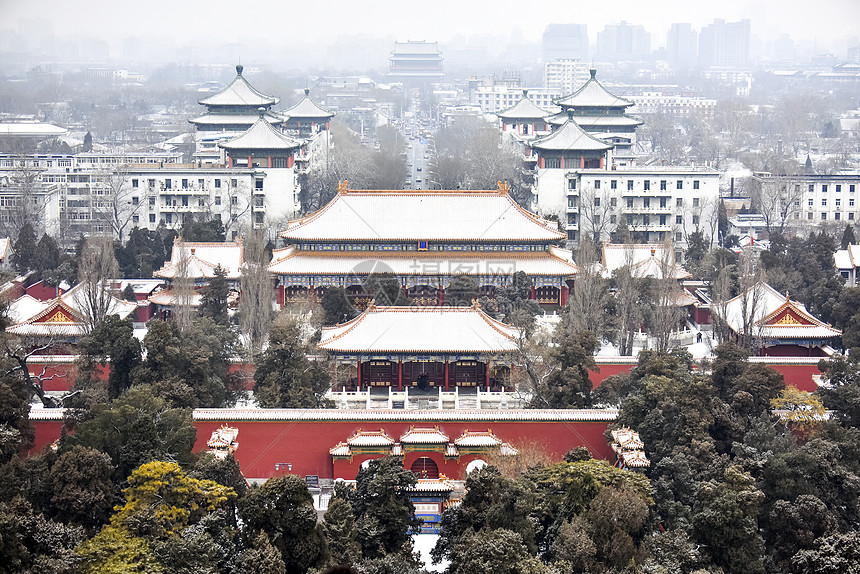 北京故宫博物院的雪景图片