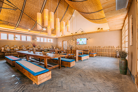 陕西特色民宿餐厅背景图片