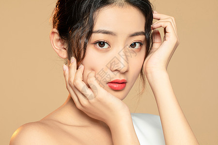 中国制造美女美白保养护肤背景