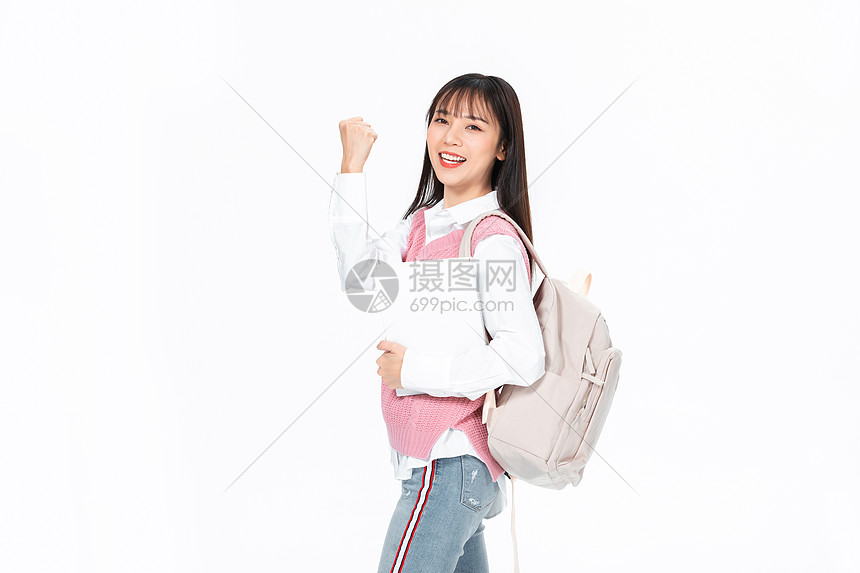 ‘~成人教育美丽的小姐姐大学生背包抱书本加油  ~’ 的图片