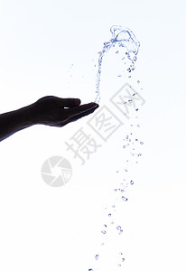 泼水素材手和水滴剪影背景