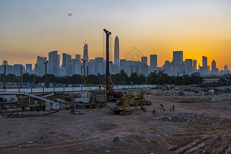 深圳城市施工挖掘机高清图片素材
