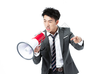 商务男性拿着喇叭大声说话图片素材