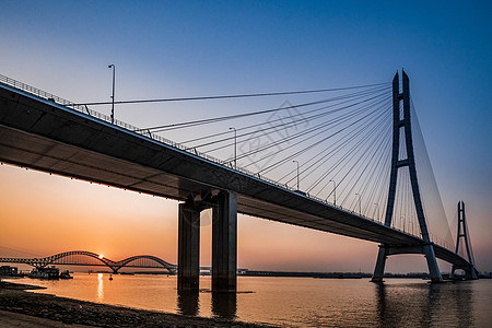 南京长江大桥夕阳高清图片