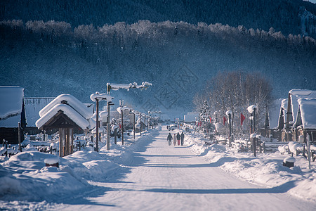 新疆冬季喀纳斯禾木古村落雪景雪乡图片