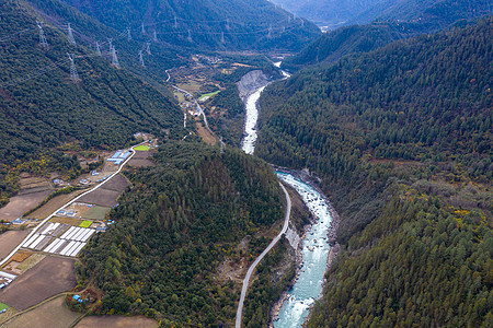西藏自治区林芝市公路航拍图片