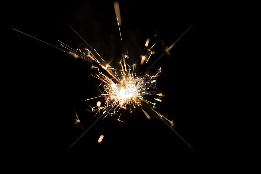 烟花烟花棒燃烧特写