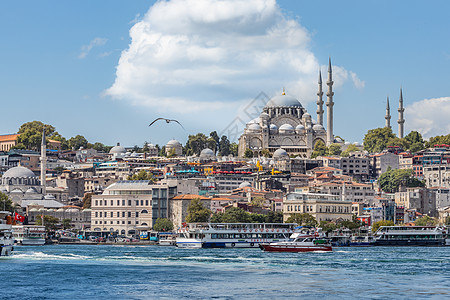 欧洲城市全景欧洲旅游名城土耳其首都伊斯坦布尔城市建筑风光背景