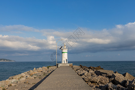 海边灯塔黑白土耳其地中海风光灯塔背景