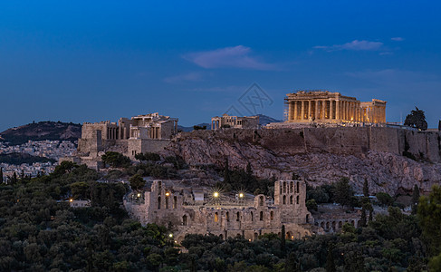 希腊雅典著名旅游景点卫城夜景图片
